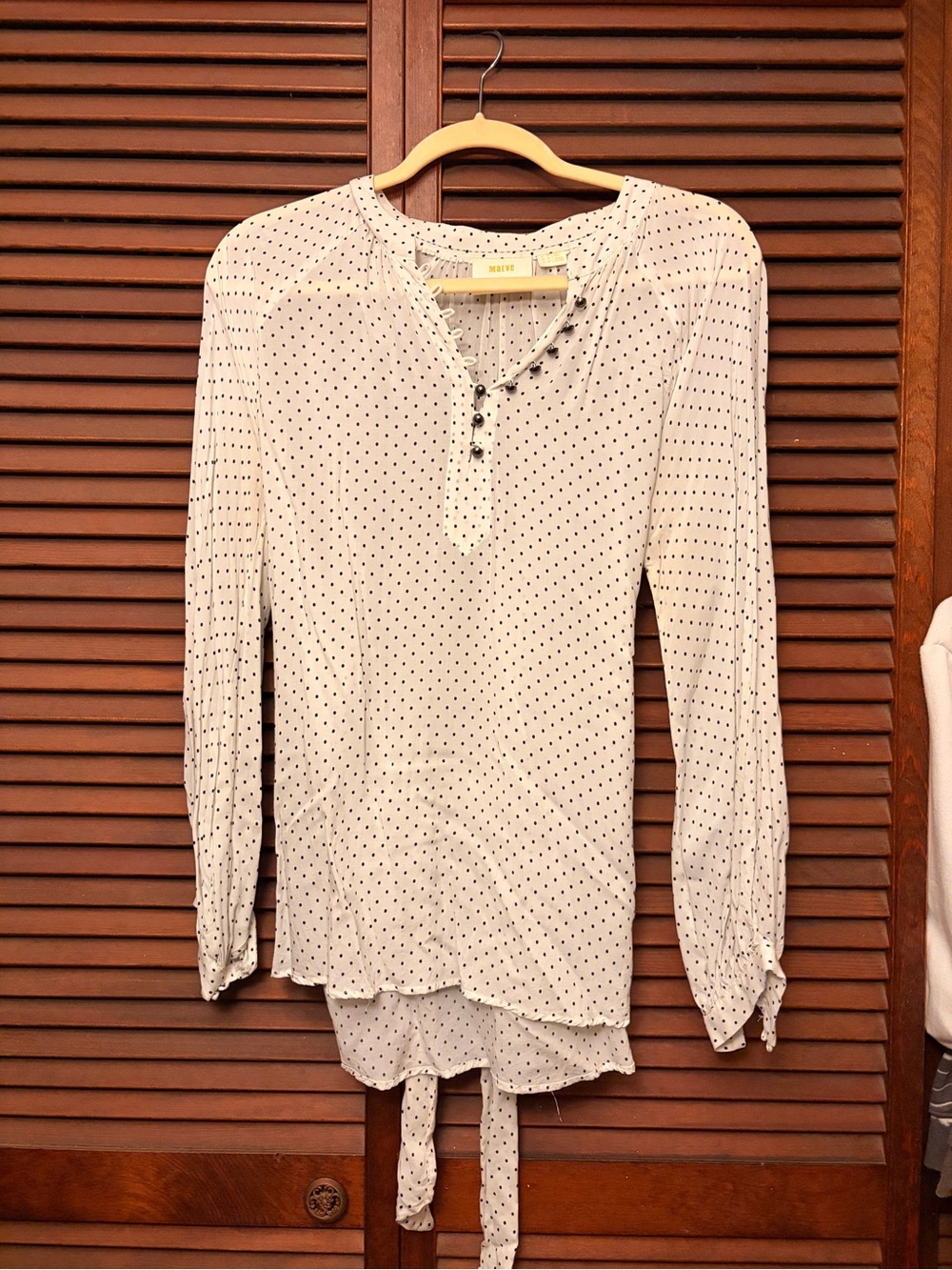 Mossimo Supply Co. White Long-Sleeve Polka Dot Henley Top